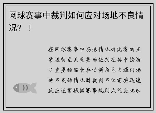 网球赛事中裁判如何应对场地不良情况？ !